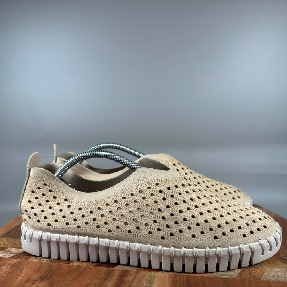 Ilse‎ Jacobsen Tulip 139 Perforated Slip On Loafers Beige Womens 38 EU 7.5 US